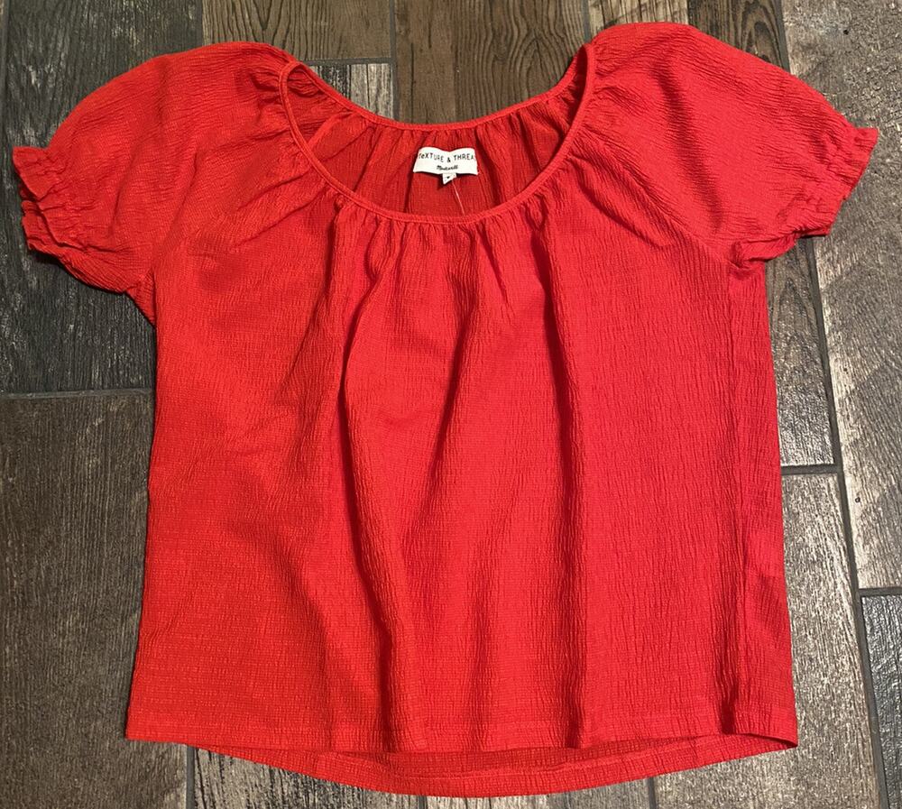 Texture And Thread Womens Size XS Red Short Sleeve Peasant Top